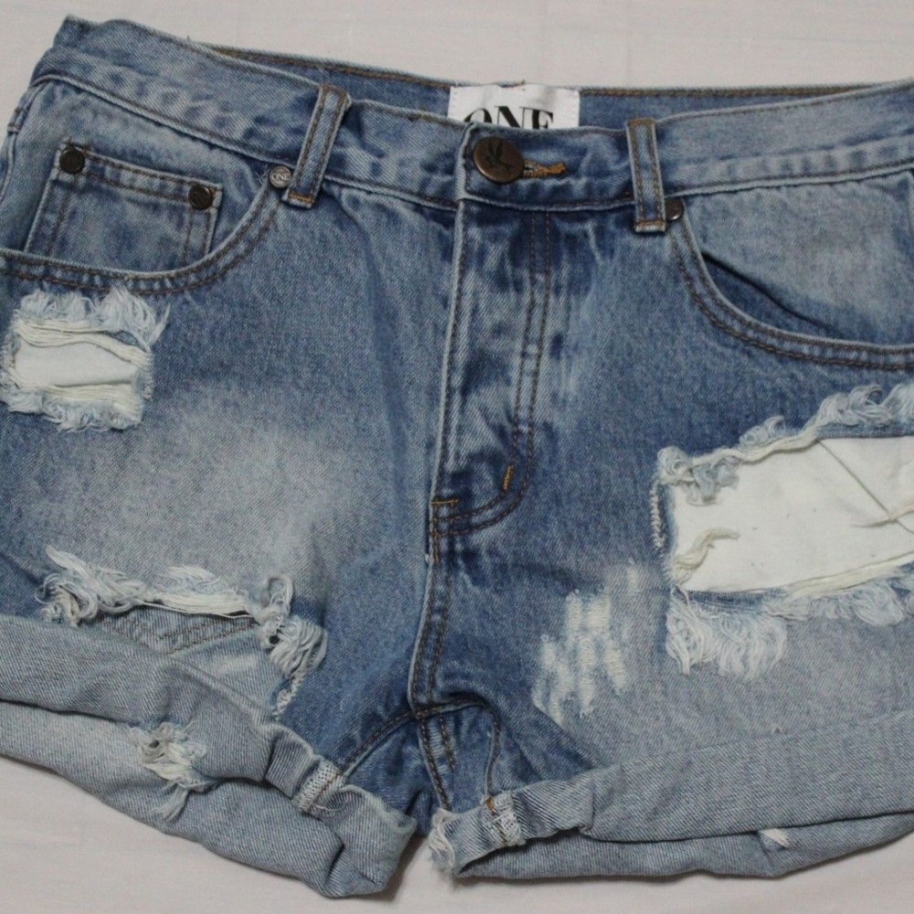ONE TEASPOON HUSTLER CHRGR DSTRSD DENIM SHORT(runs big -waist 30")